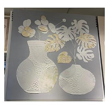 H-HYP12 - CUADRO DECORATIVO CON JARRONES Y FLORES (6/1)