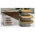 HG-KRG98 - SET DE RECIPIENTES DE VIDRIO CON TAPA DE BAMBÚ (12/1)