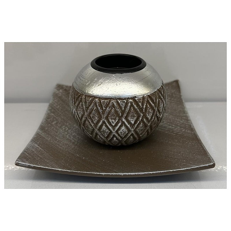H-YYC18 - PORTAVELAS DECORATIVO GRIS (72/1)
