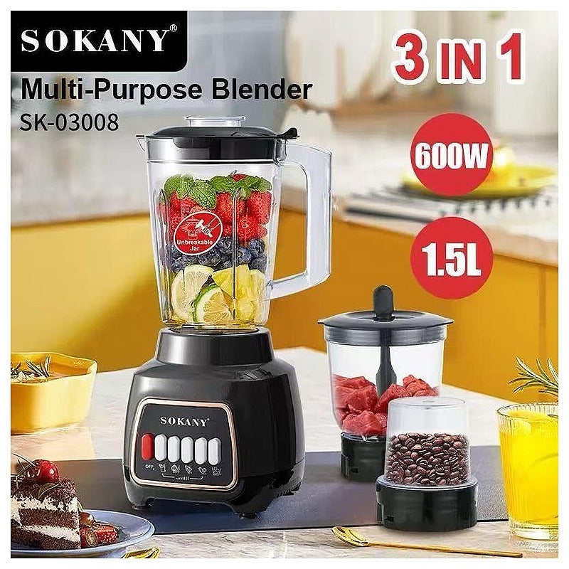 SK-03008 - LICUADORA MULTIFUNCIÓN 600W 1.5L (8/1)
