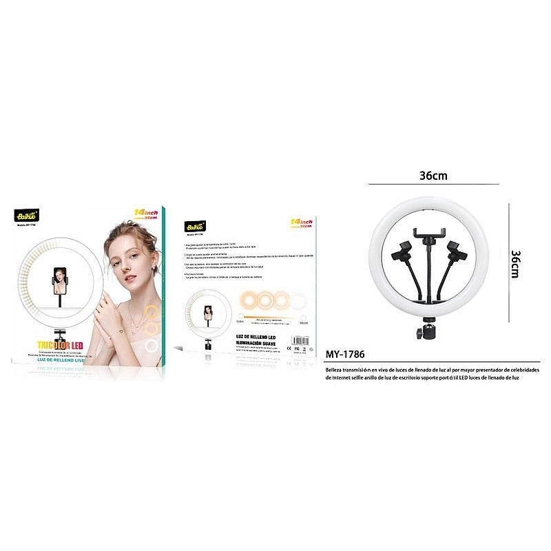 MY-7186 - ARO DE LUZ LED CON SOPORTE 36 CM (20/1)