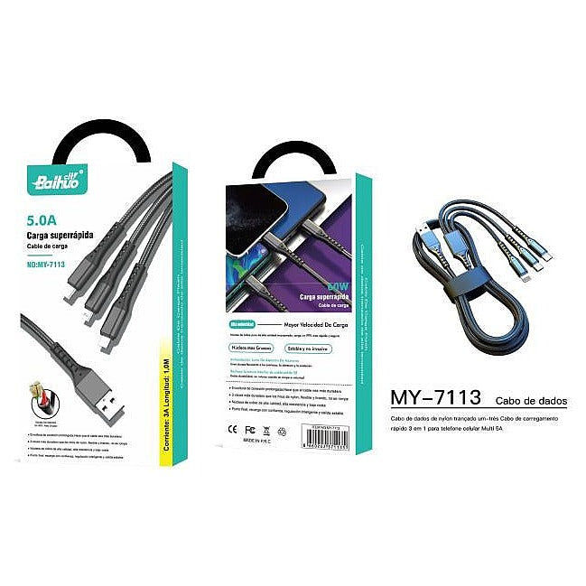 EP-DL1 - CABLE DE CARGA 3 EN 1 USB (200/1)