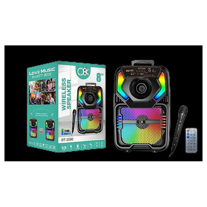 BT-2092 - BOCINA INALÁMBRICA CON LUCES LED (8/1)