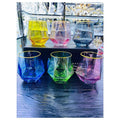 H-YG007 - VASOS DE VIDRIO COLORIDOS CON BORDE DORADO (12/1)
