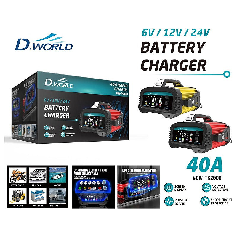 DW-12024 - CARGADOR DE BATERÍA 6V/12V/24V 40A (12/1)