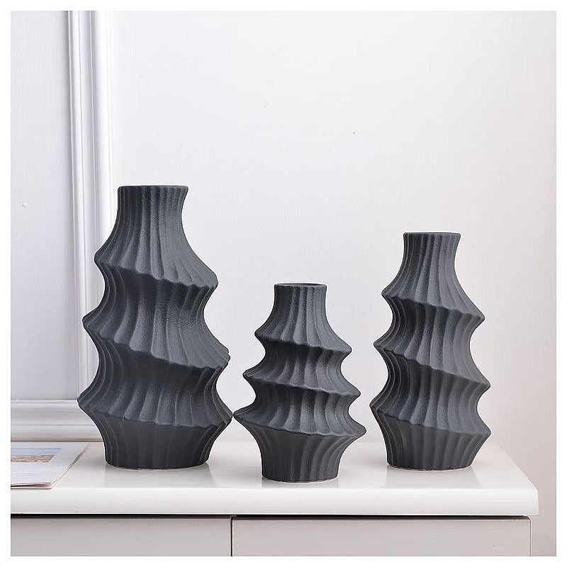 H-YDY98 - SET DE FLOREROS DE CERÁMICA GRIS (24/1)