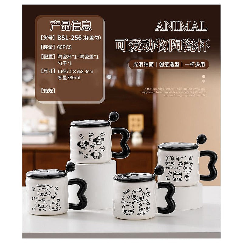 C-CUP18 - TAZA DE CERÁMICA CON TAPA Y DISEÑO ANIMAL (60/1)