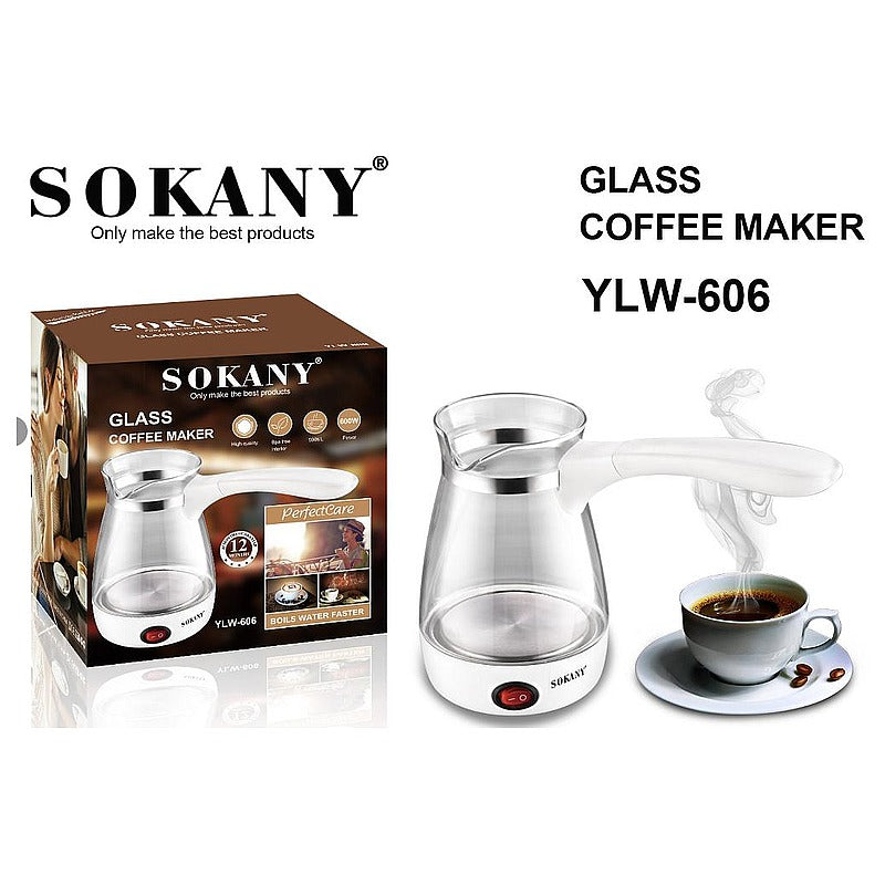 YLW-606 - CAFETERA DE VIDRIO SOKANY (24/1)
