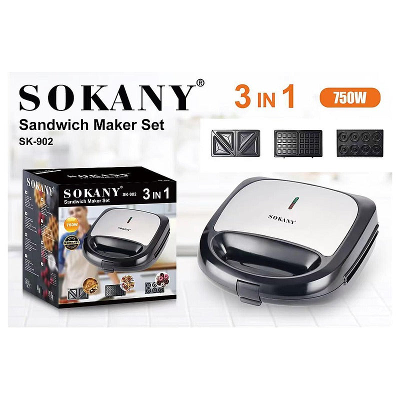 SK-902 - SANDWICHERA ELÉCTRICA 3 EN 1 (6/1)
