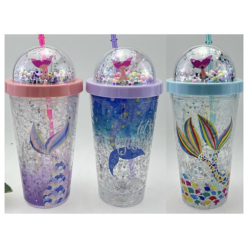 HG-LZC16 - VASO CON TAPA Y SORBETE DISEÑO SIRENA (60/1)