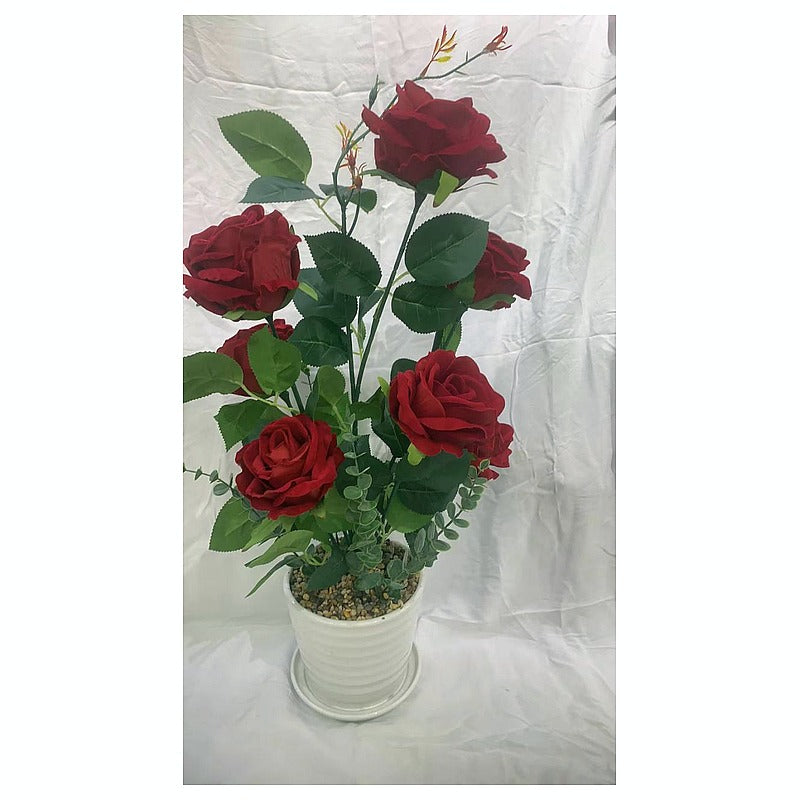 HG-YFF30 - ARREGLO DE ROSAS ARTIFICIALES EN MACETA BLANCA (20/1)