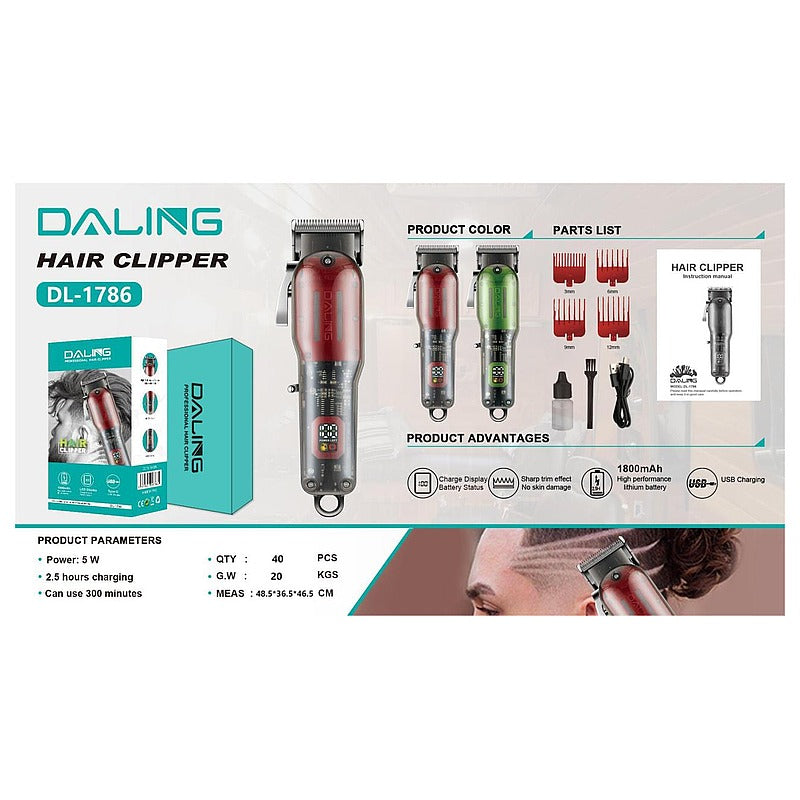 DL-1786 - CORTADORA DE CABELLO RECARGABLE USB (40/1)
