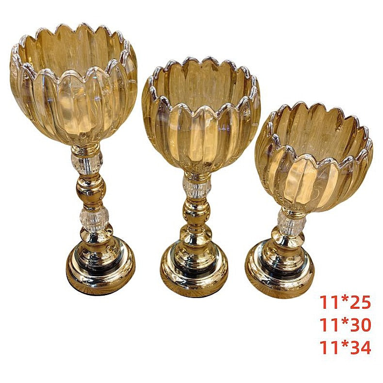 H-TGE04 - PORTAVELAS DECORATIVO DORADO (6/1)
