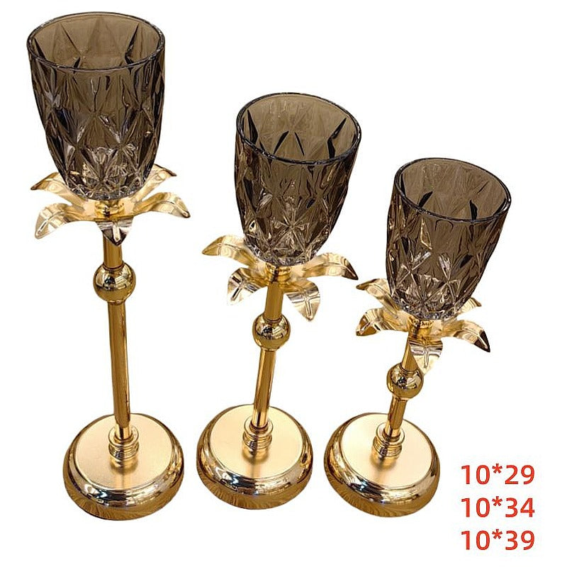 H-TGE12 - SET DE CANDELABROS DORADOS (6/1)