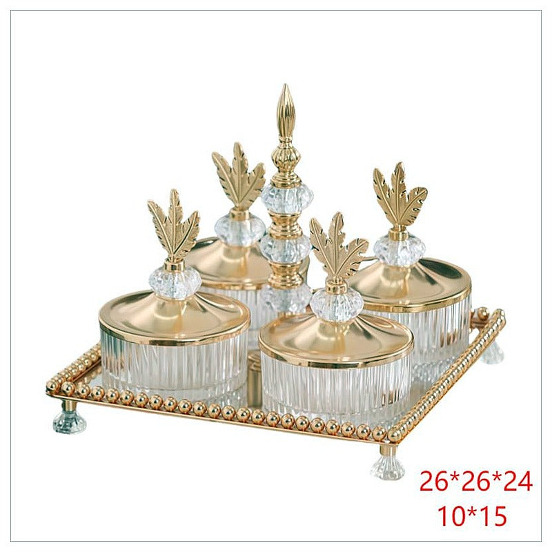 H-TGE18 - SET DE FRASCOS CON BASE DECORATIVA (6/1)