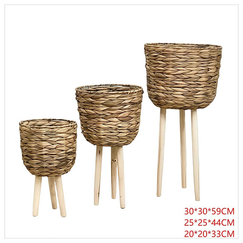 TC- GWB29 - SET DE MACETAS DE MIMBRE CON BASE (4/1)