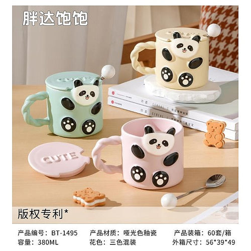 C-CUP19 - TAZA CON TAPA DISEÑO PANDA 380ML (60/1)