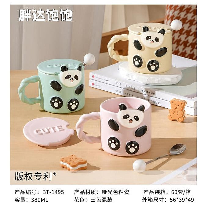 C-CUP19 - TAZA CON TAPA DISEÑO PANDA 380ML (60/1)
