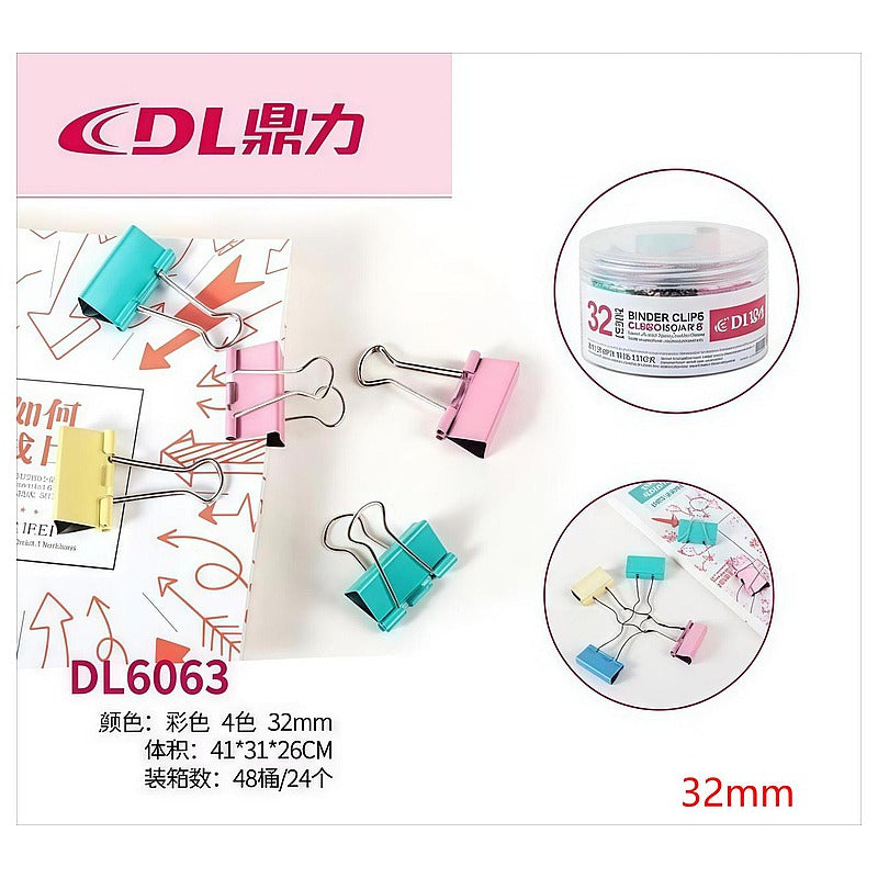 DLS-047 - CLIPS DE PAPEL DE COLORES 32 MM (48/1)