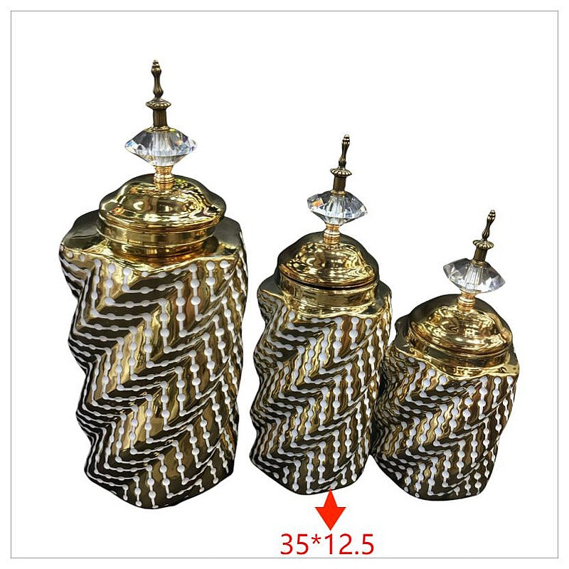 LT-AC-307 - JUEGO DE FRASCOS DECORATIVOS DORADOS (24/1)