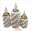 LT-AC-288 - SET DE FRASCOS DECORATIVOS CON TAPA DORADA (12/1)