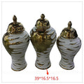 LT-AC-298 - JARRONES DECORATIVOS DE CERÁMICA DORADA (12/1)