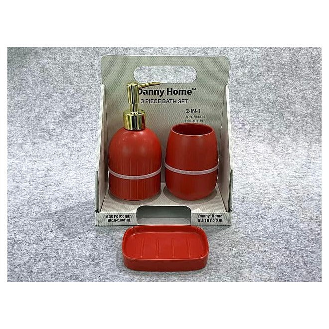 CZT34-12 - SET DE BAÑO 3 PIEZAS ROJO (25/1)