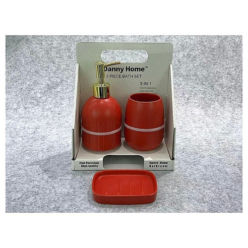 CZT34-12 - SET DE BAÑO 3 PIEZAS ROJO (25/1)