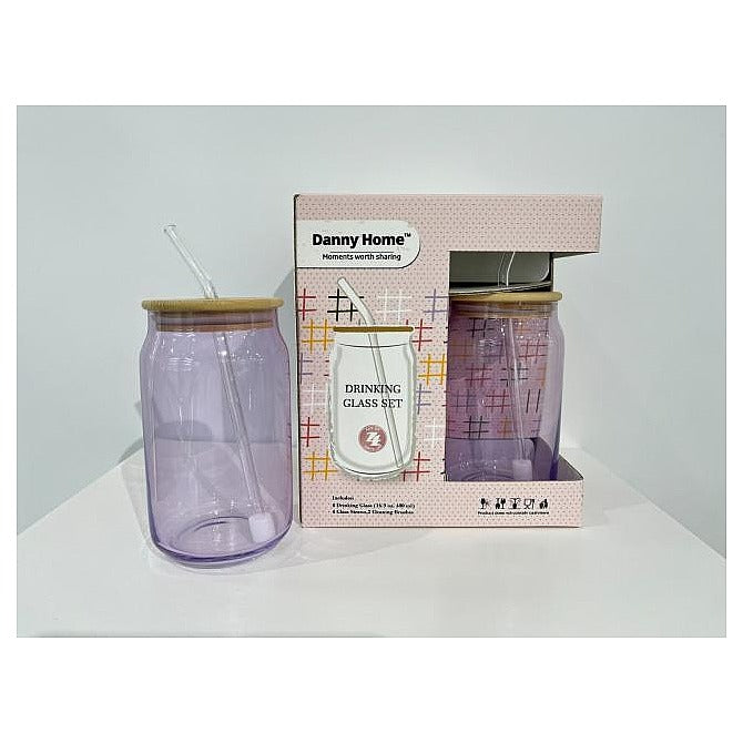 CBB-34J - SET DE VASOS DE VIDRIO CON PAJILLA (20/1)