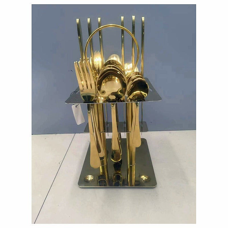 A-KFS-2 - SET DE CUBIERTOS DORADOS CON SOPORTE (12/1)
