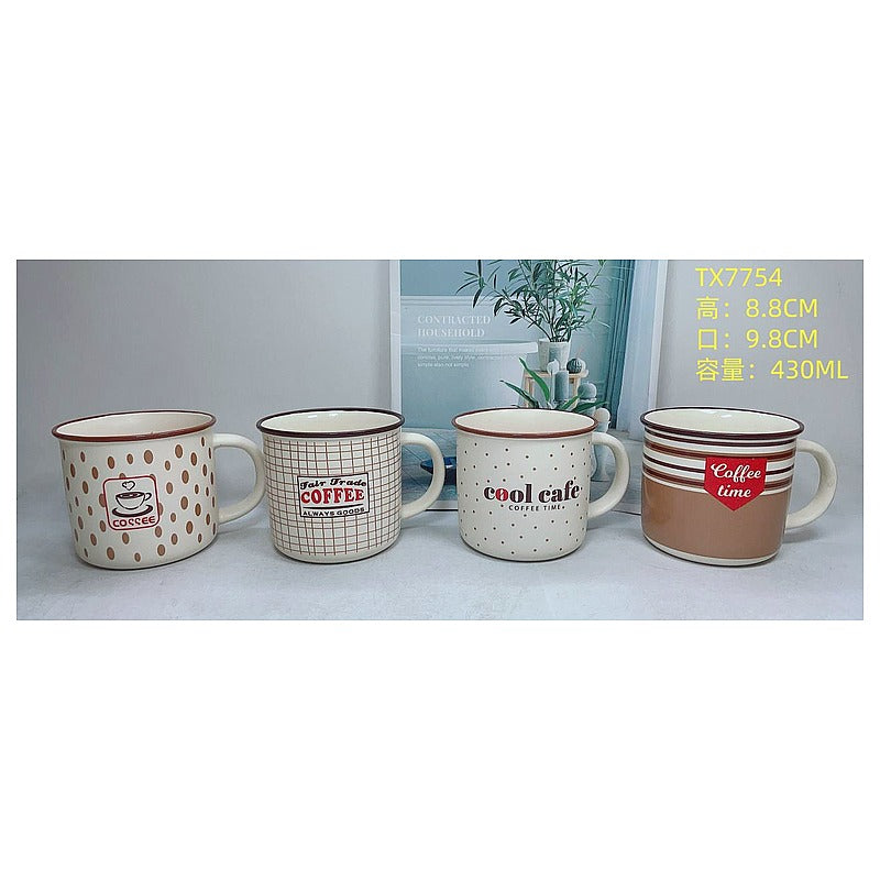 H-TX001 - TAZAS DE CERÁMICA DECORADAS 430ML (48/1)