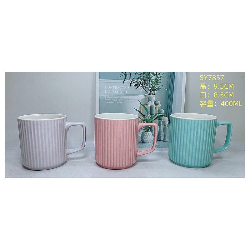 H-TX009 - TAZA DE CERÁMICA ESTRIADA 400ML (72/1)