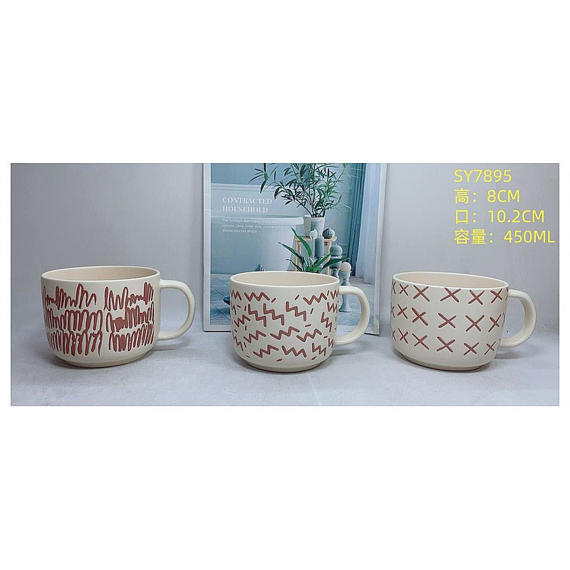 H-TX010 - TAZAS DE CERÁMICA CON DISEÑO GEOMÉTRICO (48/1)