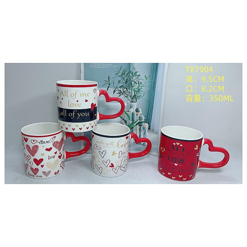 H-TX013 - TAZA CON DISEÑO DE CORAZONES 350ML (48/1)