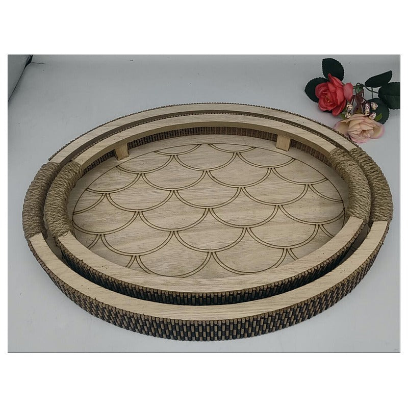 HG-AJ95 - JUEGO DE BANDEJAS REDONDAS DE MADERA (12/1)