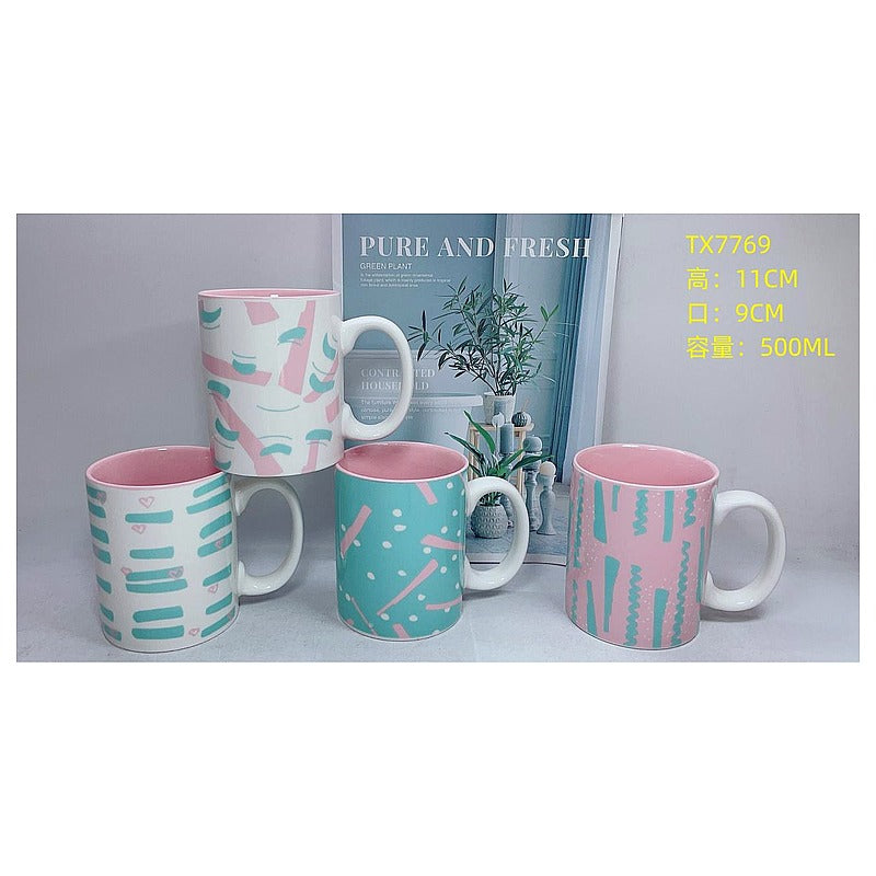 H-TX032 - TAZAS DE CERÁMICA ESTAMPADAS 500ML (48/1)