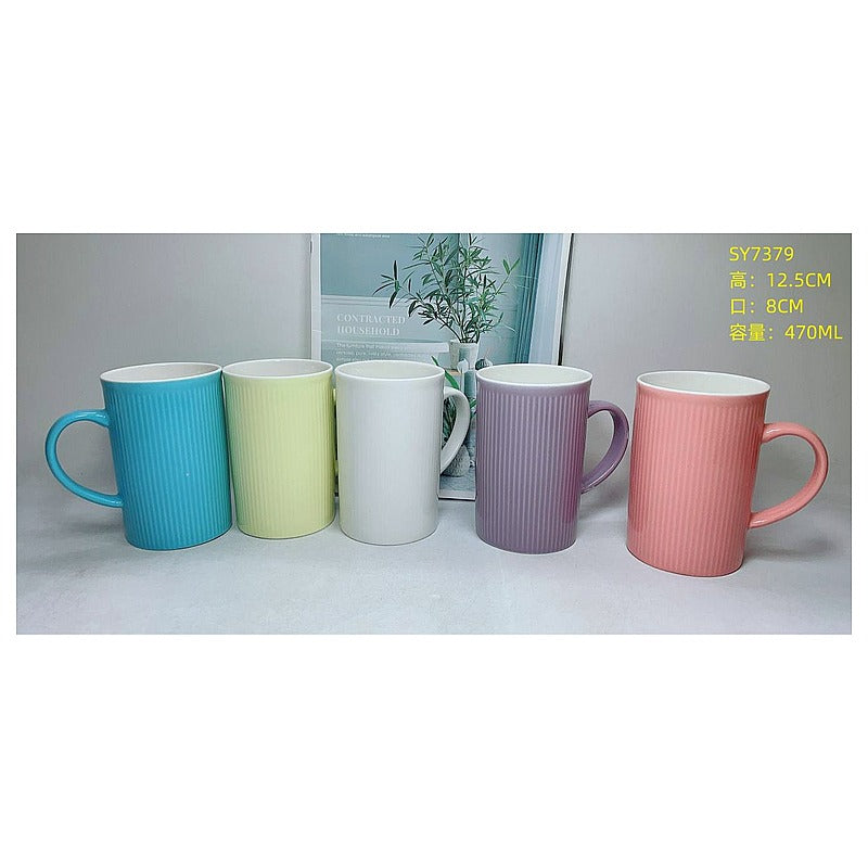 H-TX034 - TAZA DE CERÁMICA RIBETEADA 470ML (48/1)