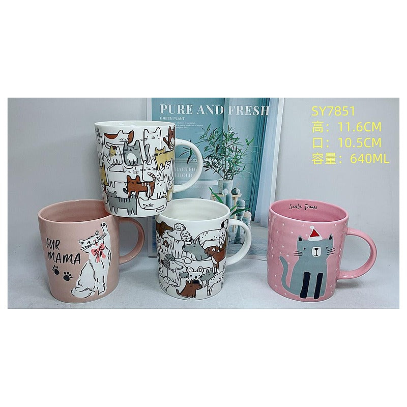 H-TX043 - TAZAS DE CERÁMICA CON ESTAMPADO DE GATOS (36/1)
