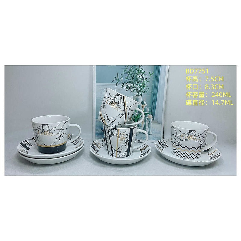 H-TX045 - SET DE TAZAS DE CERÁMICA CON PLATILLOS (8/1)