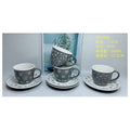 H-TX046 - SET DE TAZAS CON PLATOS GRISES (8/1)
