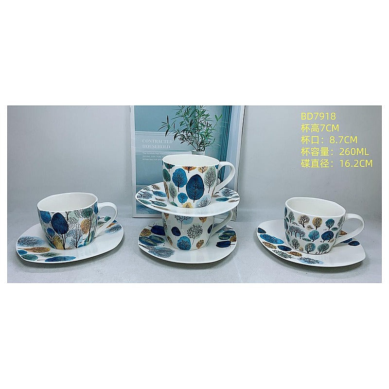 H-TX047 - JUEGO DE TAZAS CON PLATO DECORADO (8/1)
