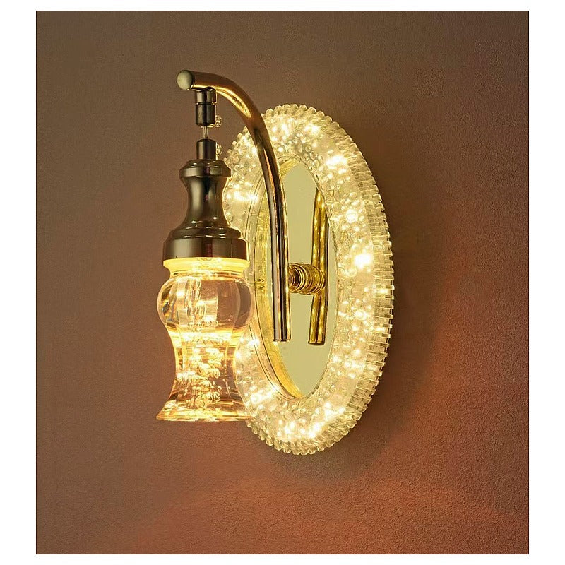 NHL-157 - APLIQUE DE PARED DORADO CON CRISTAL (10/1)
