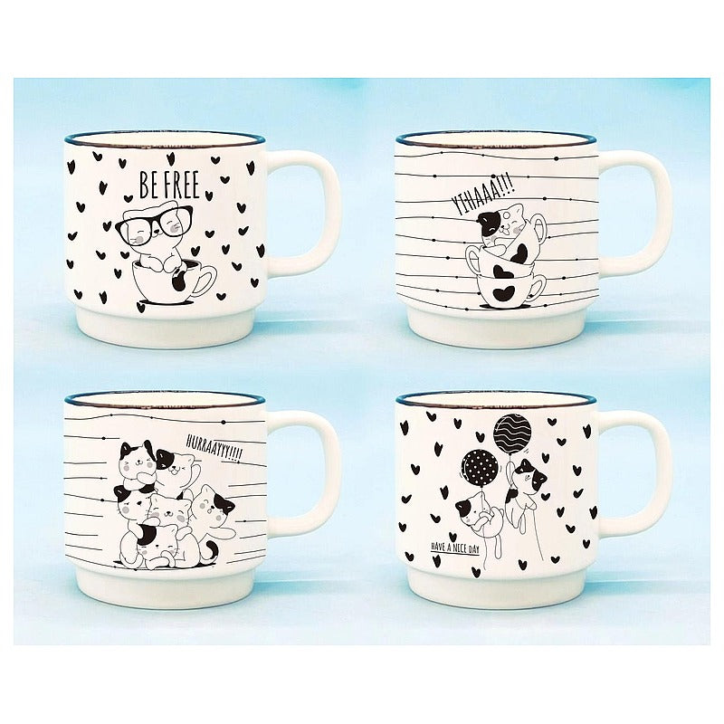 HG-TXC40 - TAZAS DE CERÁMICA CON ILUSTRACIONES DE GATOS (48/1)