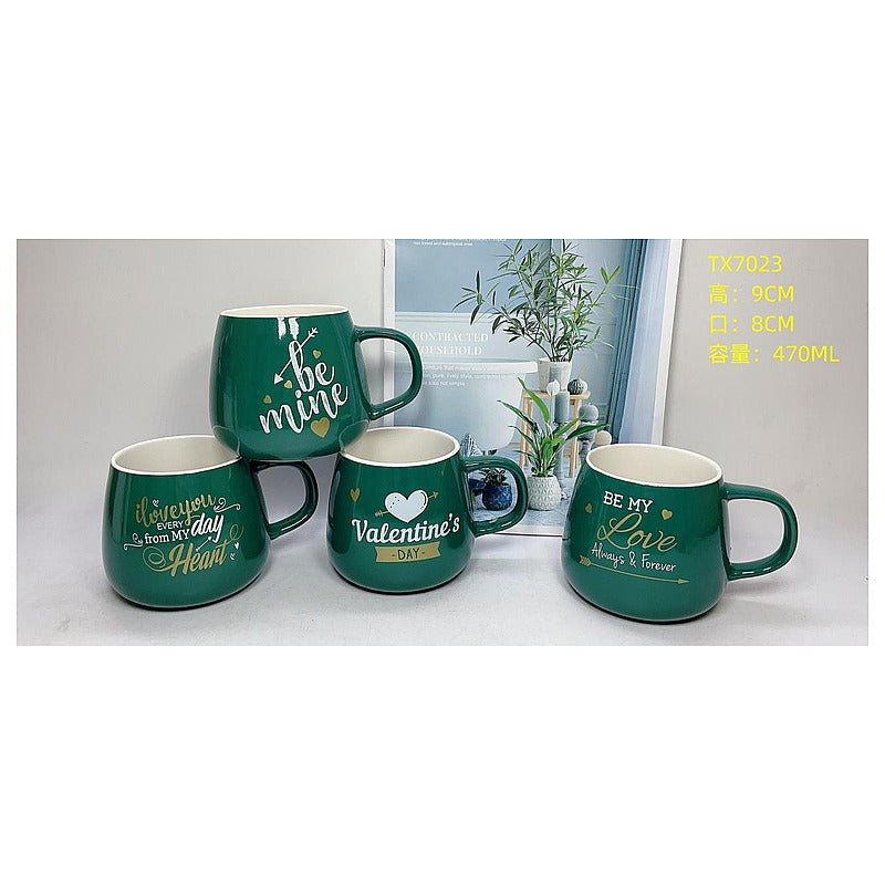 HG-TXC71 - TAZAS DE CERÁMICA VERDE SET DE 4 (48/1)