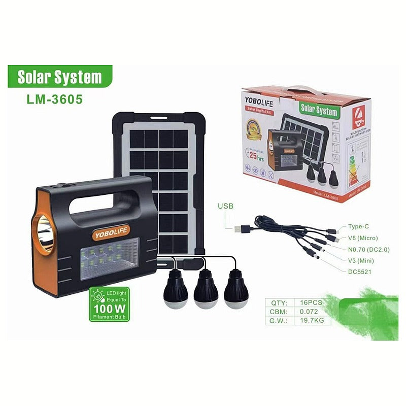 HS-SLP4 - KIT DE ILUMINACIÓN SOLAR CON PANEL (16/1)