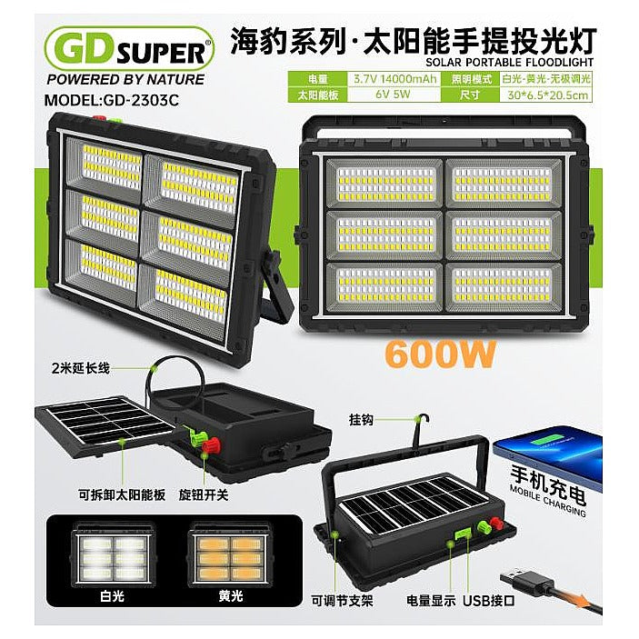 HNE-044 - REFLECTOR PORTÁTIL SOLAR 600W (16/1)