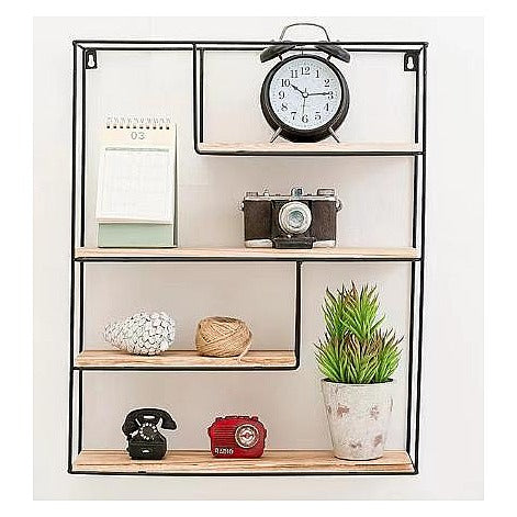 HG-XZY9 - ESTANTERÍA DE PARED DE METAL Y MADERA (5/1)