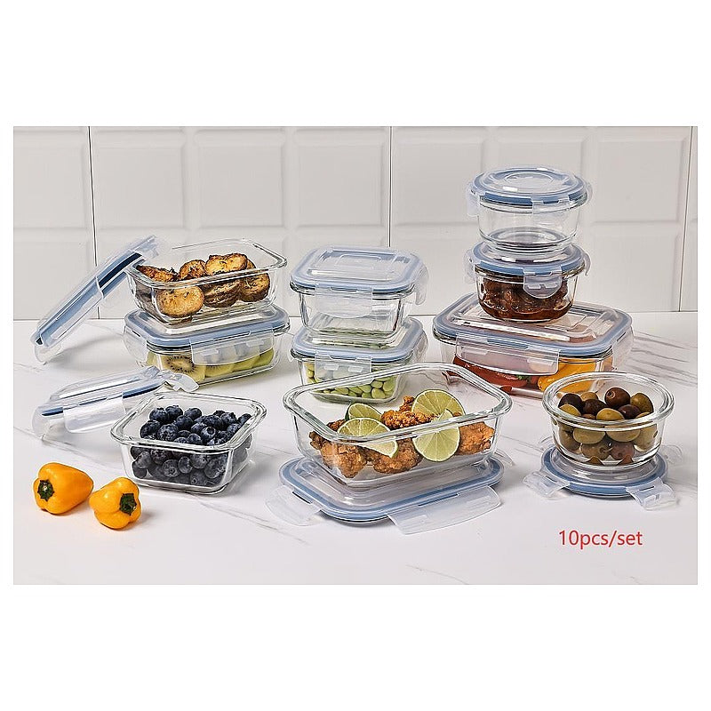 BXW10T - SET DE CONTENEDORES DE VIDRIO CON TAPAS 10 PZS (4/1)