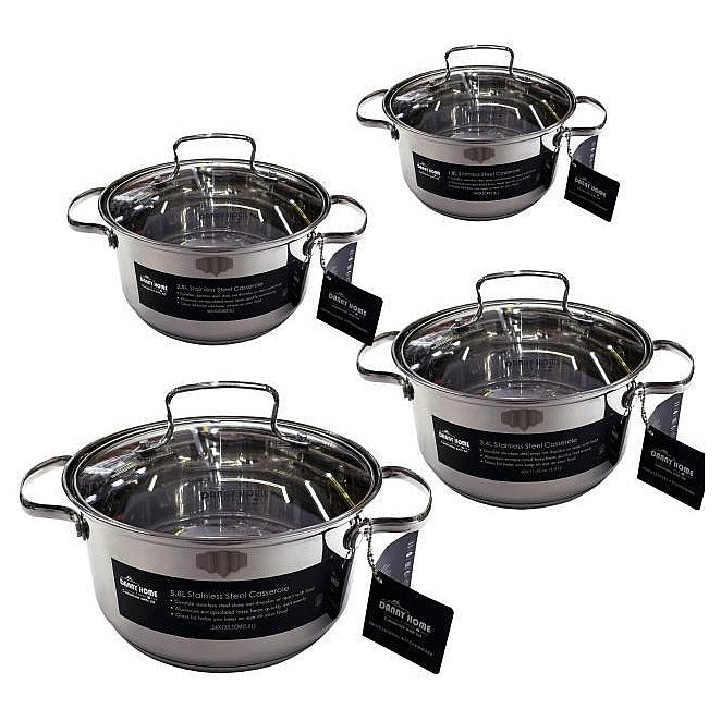 A02- 4PCS - JUEGO DE CACEROLAS DE ACERO INOXIDABLE (2/1)