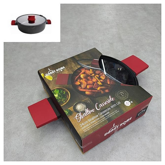 DHC004- 24 - CACEROLA BAJA CON TAPA 24CM (6/1)